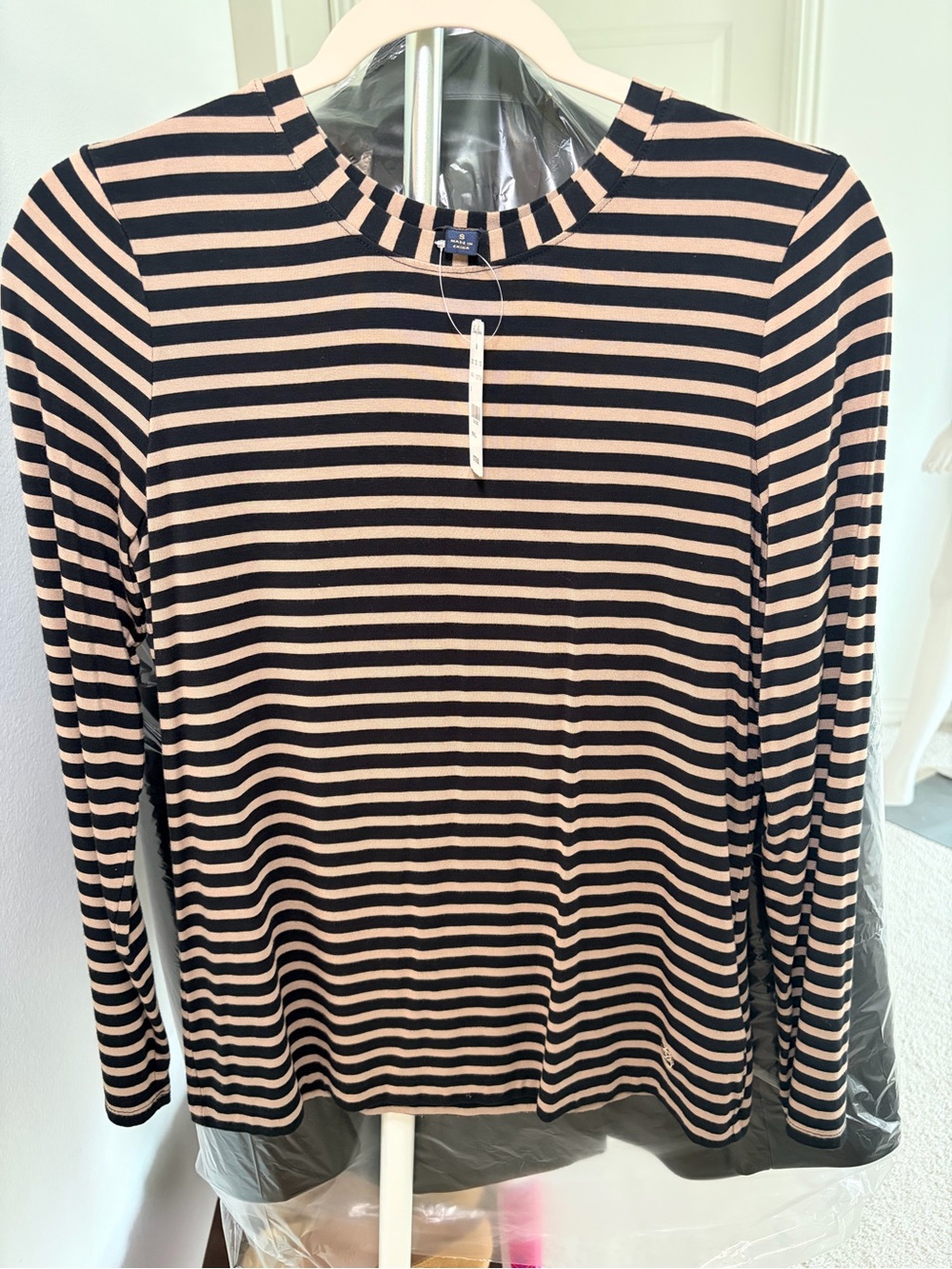 Brooks Brothers Striped Top Black and CreamTop Small
